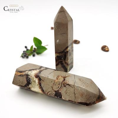 China Wholesale 100% Natural Healing Polished Meditation Chakra Reiki Crystal Stone Point Septarium Wand For Decoration for sale