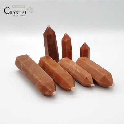 China Wholesale Natural Healing 100% Crystal Stone Obelisk Red Aventurine Magic Wand Point For Decoration for sale