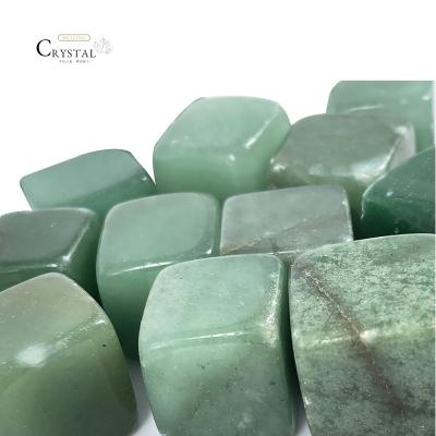 China Europe Donghai 10-40mm Natural Crystal Healing Quartz Gravel Green Aventurine Tumbled Stone for sale