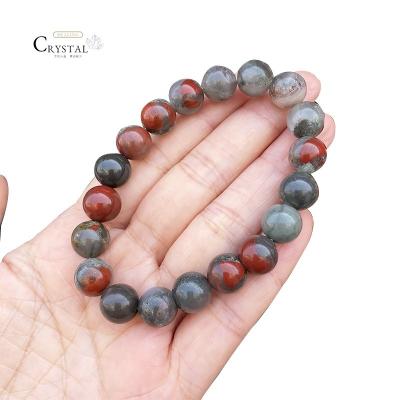 China CLASSIC Gorgeous African Bloodstone Matte Frosted Gemstone Round Beads For Jewelry Making Bracelet for sale