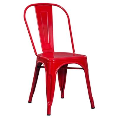 China Vintage Sillas Chair Industrial Red Industrial Retro Bar Chair Stackable Popular Metal Cafe Bistros Chair China for sale