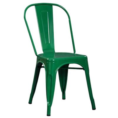 China Industrial Metal Stackable Chair Luster Green Iron Popular Banquet Restaurant Dining Chair Industrial Cafe Chair For Bistros for sale