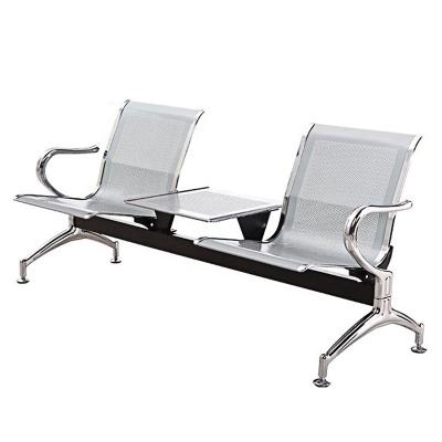 China Modern Office Reception Waiting Chair With Middle Aluminum Airport Chair Metal Table Hospital Infusion Seating China 2 Seater Chair for sale