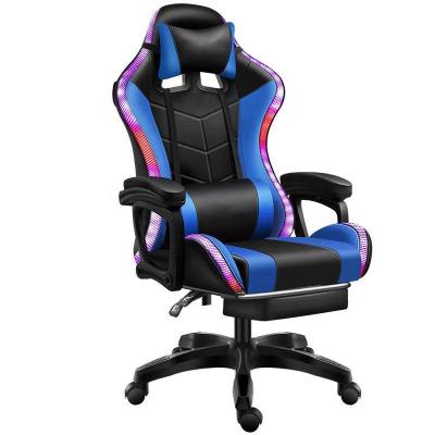 China (Size)Adjustable Reclining Gaming Chair With RGB Led Light Wholesale Swivel Office Gaming Chair Racing Car Leather Chair With Speakers for sale