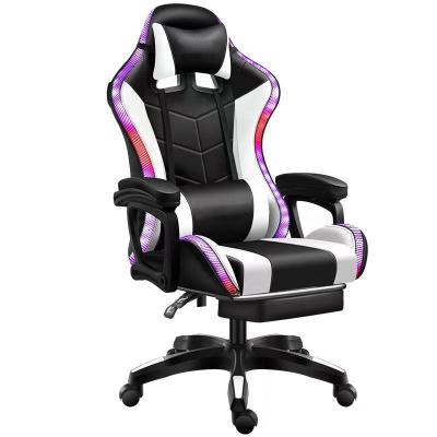 China Adjustable Marquee (Height) Gaming Chair RGB With Lighting White Cheap Esport Gaming Chair With Led Light Runner Desk Chair With Speakers for sale