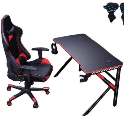 China Large Adjustable Selling Custom Computer (Other) Racing RGB Light Gamer Table and Chair Set for Office Gaming Desk with LED for sale