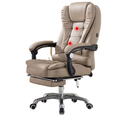 China Wholesale Adjustable Khaki Leather Office Executive (Height) Chair with Vibrating Massage Conference Swivel Ergonomic PC Chair for Computer Desk for sale