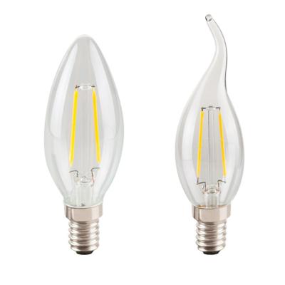 China Residential 2w 4w C35 glass cover led filament bulb E14 base led light for indoor lighting for sale