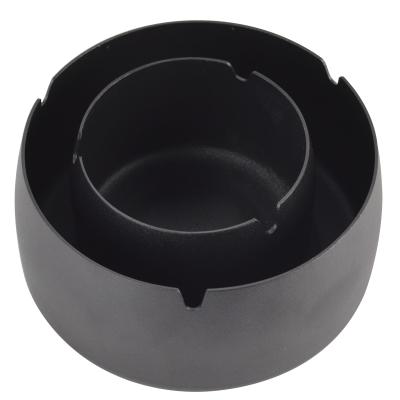 China Living Room Kitchen Bathroom Factory Price Shatterproof 1mm Thicken Desktop Titanim-Plated Black Stainless Steel Cigarette Ashtray For Hotel and Home for sale