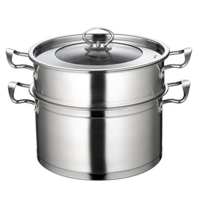 China Good Price Viable 2/3 Layer Large Capacity Twins Stainless Steel Handle Noodle Cooking Food Steamer Pot for sale