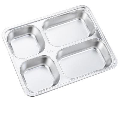 China Sustainable Reusable Large Size Stainless Steel 4/5 Compartments School Snack Dish Dish Serving Tray for sale