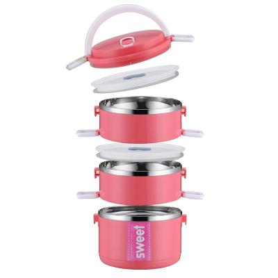 China Best Quality Stainless Steel Round Shape Portable Multi-Layer Child Bowl Leak Retention Viable Proof Lid for sale