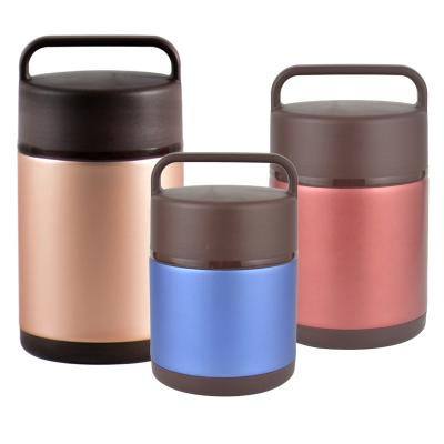 China Various Size Double Wall Sustainable Reusable Stainless Steel Lunch Box Thermal Food Jar With Different Color And PE Plastic Lid for sale