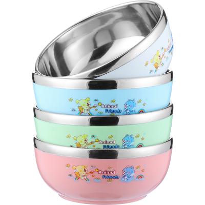 China Food Grade Kids Tableware Sustainable Colorful Cute Baby Stainless Steel Feeding Bowl For Rice/Fruit/Milk Eating for sale