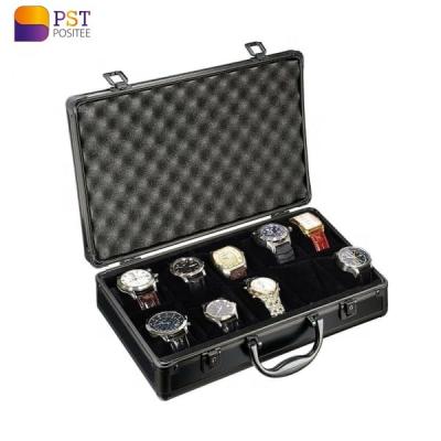 China ABS Watch Display Storage Case Aluminum Metal Briefcase For 10 Watches for sale