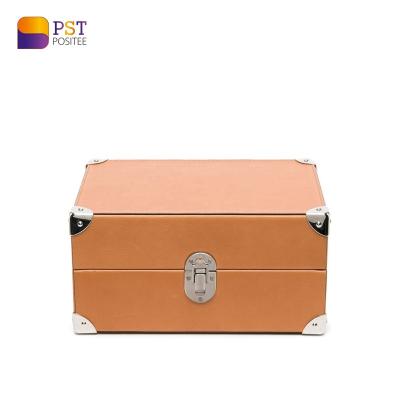 China Custom Packaging ABS OEM Logo Man And Woman 8 Slot Brown Leather Watch Display Box With Pillow for sale