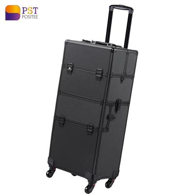 China Fashion 3 in Artist Kit Box Train Rolling Custom Logo With Lights Makeup Case 1 Layer Makeup Case Trolley for sale