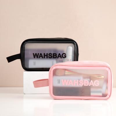 China Fashion Toiletry Bag Storage Organizer Capacity Wash Bag Waterproof Portable PVC Clear Makeup Bag Custom Pink Transparent Cosmetic Bag for sale