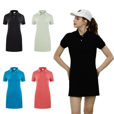 China Breathable Women's Cotton Fabric Custom Casual Wear Short Sleeve Plain Polo Dress for sale