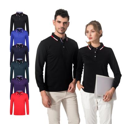 China Long Sleeve Breathable Polo Shirt Uniform Shirts Custom LOGO Print Wholesale Unisex OEM Golf Polo Shirt for sale