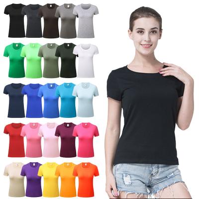 China Custom Logo Printed Women's Clothing Breathable T-shirt Embroidered OEM Blank Round Neck Women's T-shirts for sale