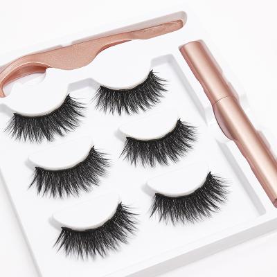 China Quick-drying High Quality Wholesales Magnetic Mink Eye Lashes Magnetic 3D Silk Eyelashes for sale