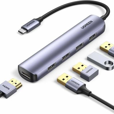 China USB C Hub Adapter 4K 30Hz USB C zu HD-MI Adapter 4 USB 3.0 Ports Typ C Multiport Adapter Hochgeschwindigkeitsdatenübertragung zu verkaufen