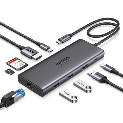 China Revodok Pro 109 Adaptador multipuerto USB C 9 en 1 10Gbps USB C 3.2 y USBA 3.2 100W en venta