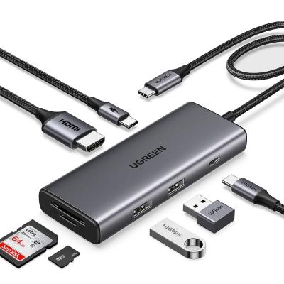 China Revodok Pro 107 USB-C Hub 7 en 1 10Gbps USB C 3.2 y 2 USB-A 3.2 4K-HDMI, suministro de energía de 100W, lector de tarjetas SD / TF en venta