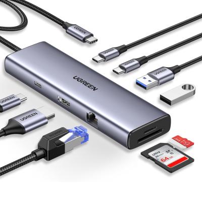 China Revodok 9 en 1 USB C Hub Adaptador Gigabit Ethernet 100W PD Carga, puertos de datos USB A&C, lector de tarjetas SD/TF en venta