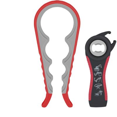 China Stocked Jar Opener, 5 in 1 Multi Function Can Opener Bottle Opener Kit with Silicone Handle Easy to Use for sale