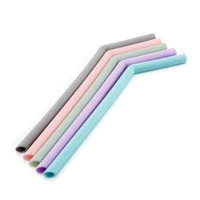 China Big+ Bent New Ideas Reusable Cleaning Brushes Big Large Bent Silicon Eco-Friendly Collapsible Straws Straw Cases For Kids Long for sale