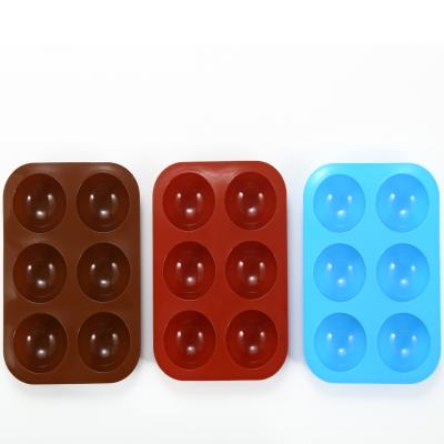 China Large Stocked 6 Holes Making Chocolate, Cake, Jelly, Semi Dome Mousse Sphere Silicone Baking Mold for sale