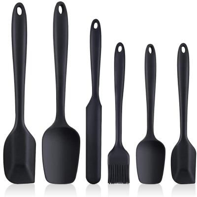 China Wholesale Stocked Set of 6 Non-stick Silicone Spatulas Heat Resistant Rubber Spatula Set for sale