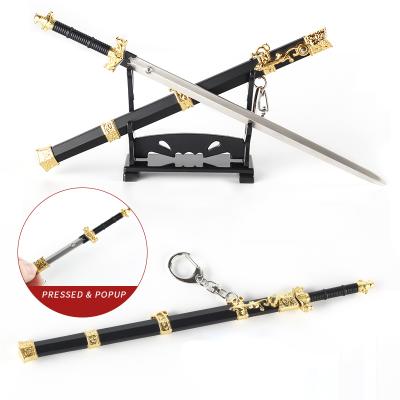 China Chinese Famous Sword Shape Top Selling Metal Alloy Sword Pendant Knife Key Chain For Gift Shop for sale