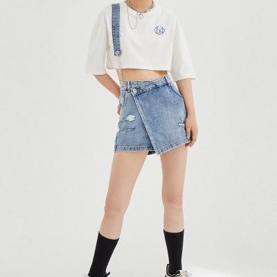 China OEM Sexy Ripped Irregular Slim Shorts A Line Shorts High Waist Women Pocket Hot Shorts QUICK DRY Hot For Ladies for sale