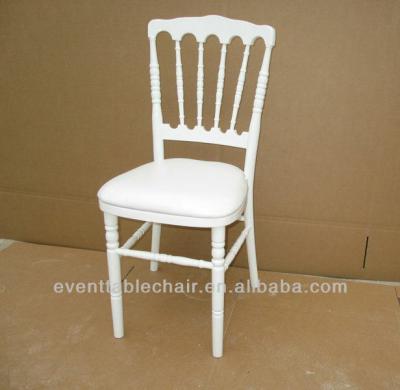 China White Wooden Restaurant Chair Napoleon Wedding Chairs With PVC Cushion Pad For Sale for sale