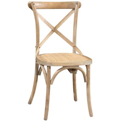 China Wholesale Elegant Event Solid Wood Stackable Wooden Cross Dining Back Chairs for sale