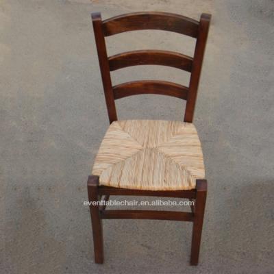 China Traditional Solid Rattan Wood Dining Chair With Straw Cushion for sale