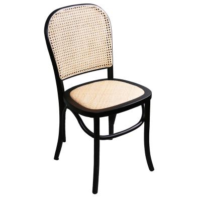 China Contemporary Nordic Restaurant Furniture Rattan Wood Chairs Cane Back Dining Chair for sale