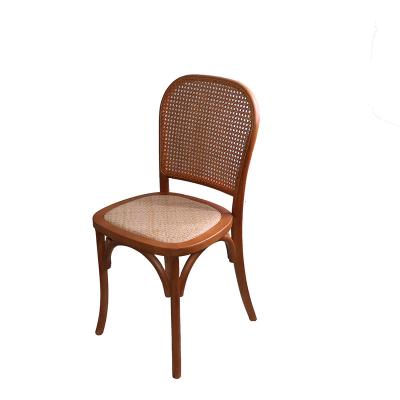 China Contemporary Dining Furniture Wedding Rattan Rental Solid Wood Stackable Chair for sale