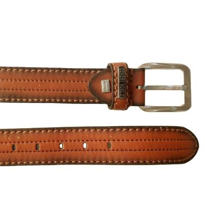 China Unique Handmade High Quality Classic Vintage Leather Belt Ratchet Dress Belt Men And Women High Quality With Brushed Buckle for sale