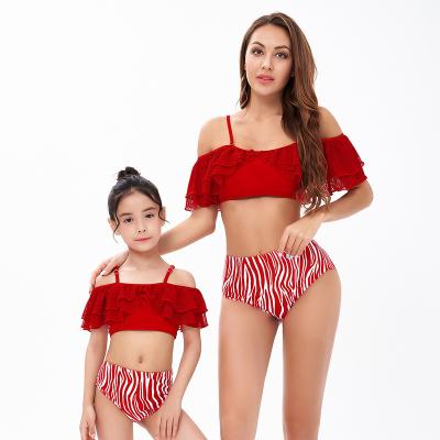 China Plus Size 2022 Hot Selling Parent-child Bathing Suits Two-Pieces Swimsuit Women's Sexy Family Matching Swimwear Mother And Daughter Swimwear for sale