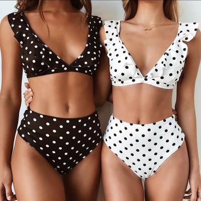 China 2022 Breathable High Waist Sexy Halter Dot Print Bikini Swimsuit Women Lift Up Female Beach Wear Bikini Set Swimwear Biquini Swimsuit for sale