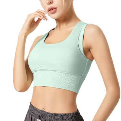 China QUICK DRY sports firm bras for women padded top cross back tank support fitness yoga workout shirts push up soft bra for sale