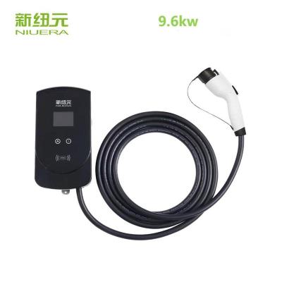 China LED Light+LCD Display(2.8inch)+RFID Factory Supply 9.6kw IP65 Ev Smart Electric Car Charger AC Charging Station for sale