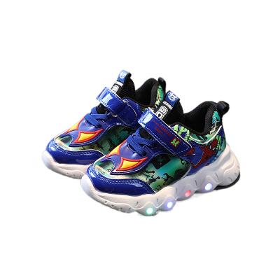 China New Anti-Smell Toddler Kids Led Sneakers Boys Girls Stripe Sports Running Shoes Baby Lights Fashion Sneakers Kids Spiderman Shoes for sale