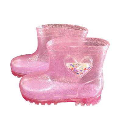 China Jelly Low Baby Princess Toddler Colorful Led Rubber Light Boots New Fashion Trend Kids Flashing Light Kid Rain Boots Little Girl Shorts for sale