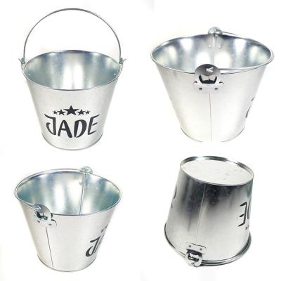 China 5l Sustainable Galvanized Ice Bucket High Quality Metal Bucket Beer OEM Customized Logo Ice Bucket With Bottle Opener for sale