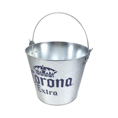 China Sustainable 5L Galvanized Color Ice Bucket For Bar Printed Ice Buckets With Handle OEM Accepet for sale